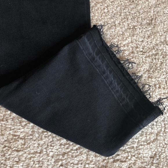 Free People black fringed classic crop ankle Jean denim size size 25 pant botton - Picture 8 of 8